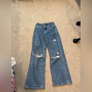 wide leg ripped jeans
